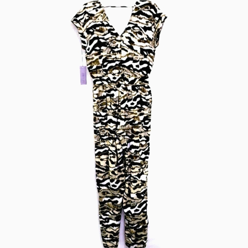 NWOTJennifer Lopez Camo/Zebra Autumn Rose Jumpsuit - Picture 6 of 13